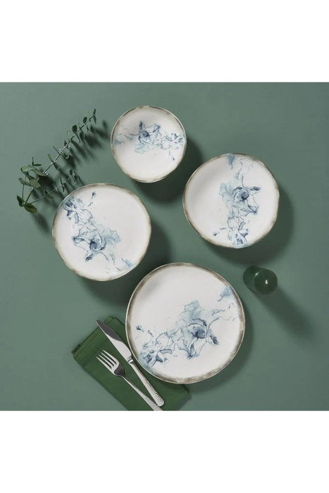 Hermia GBSRD24KY41023178 Vajilla de Porcelana de 24 Piezas para 6 Personas Apta para Lavavajillas y Microondas Elegante y Duradera para Comidas Formales o Informales